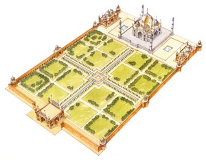 Taj Mahal. Adra, na Índia. Tumba e jardins
